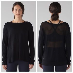 Lululemon Well Being Sweater Long Sleeve Relaxed Mesh Black